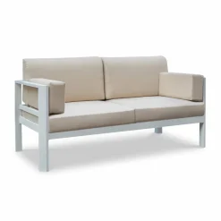 Canapé de jardin en aluminium 2 places Ostara Blanc et taupe