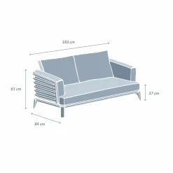 Canapé de jardin en aluminium 2 places Monte Carlo Blanc et taupe
