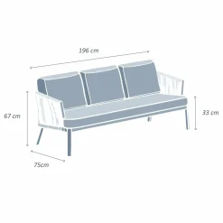 Canapé de jardin en aluminium 3 places Amalfi Blanc et taupe