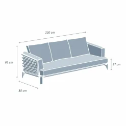 Canapé de jardin en aluminium 3 places Monte Carlo Gris anthracite et taupe