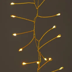 Cascade lumineuse 1 m 600 Micro LED câble or 6 descentes Blanc chaud et chaud doré