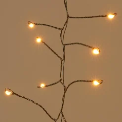 Cascade lumineuse 1 m 600 Micro LED câble noir 6 Descentes Blanc chaud doré