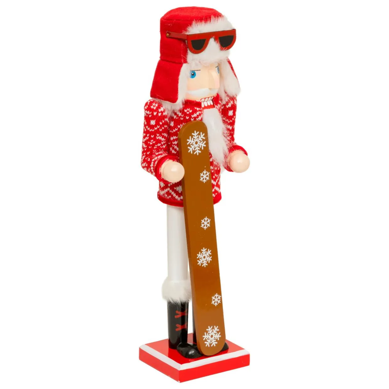 Casse-noisette en bois (H38 cm) Bernardo en snow Rouge et blanc