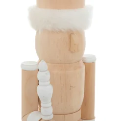 Casse-noisette en bois (H38 cm) Bottes fourrées Blanc et bois clair
