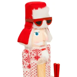 Casse-noisette en bois (H60 cm) Henri en ski Rouge et blanc