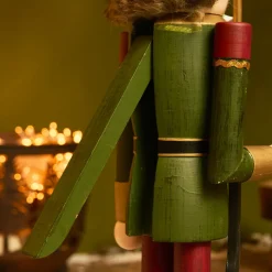 Casse-noisette en bois (H76 cm) Timothé la royauté Vert et bordeaux