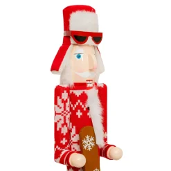 Casse-noisette en bois (H106 cm) Tomi en ski Rouge et blanc