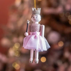 Casse-noisette à suspendre (H12 cm) Fée princesse Rose