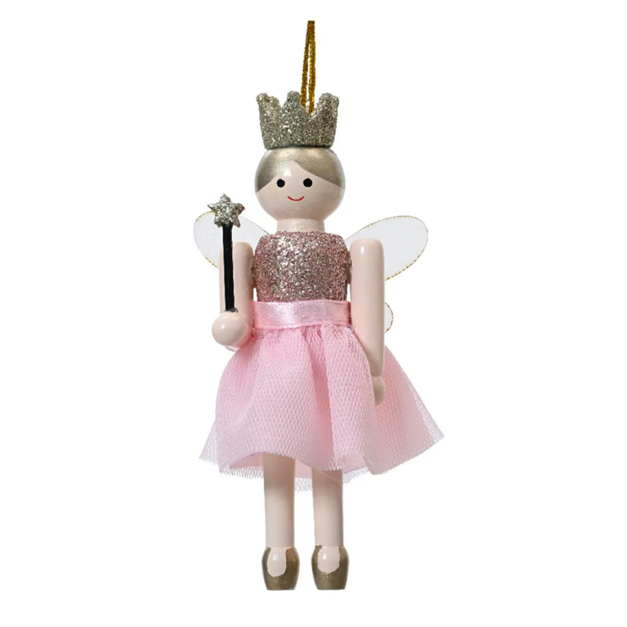 Casse-noisette à suspendre (H12 cm) Fée princesse Rose