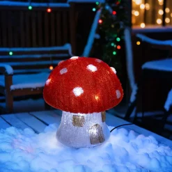 Champignon lumineux solaire 30 LED (H21 cm) Forêt magique Blanc froid