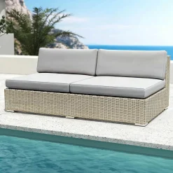 Chauffeuse de jardin en résine tressée 2 places Palma Gris
