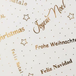 Chemin de table Noël (500 x 28 cm) Message Blanc et or