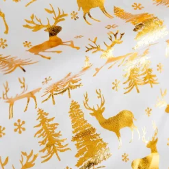 Chemin de table (300 x 28 cm) Cerf et forêt Or