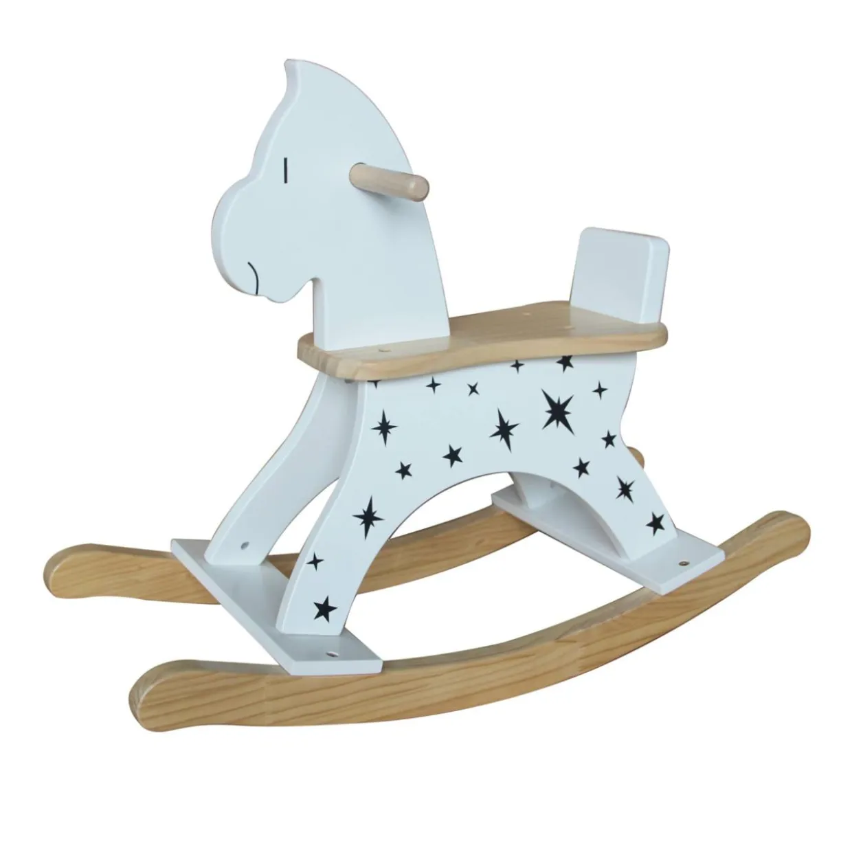 Cheval à bascule bois (H53 cm) Stars Blanc