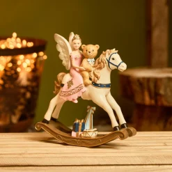 Cheval à Bascule (H20 cm) Fée et ourson de Noël