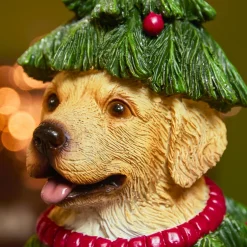 Chien décoratif (H24 cm) Labrador en sapin Vert