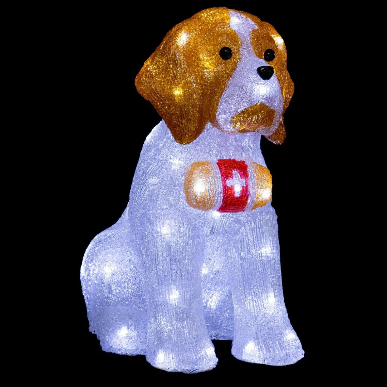 Chien lumineux 40 LED (H38 cm) Saint Bernard Blanc froid