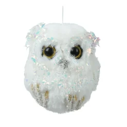 Chouette de Noël à suspendre (H8 cm) Sequins et paillettes irisées