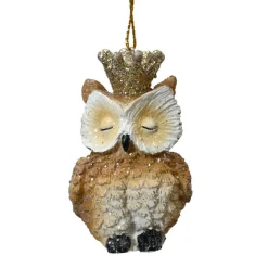 Chouette de Noël à suspendre (H7 cm) Hulotte Reine pailletée