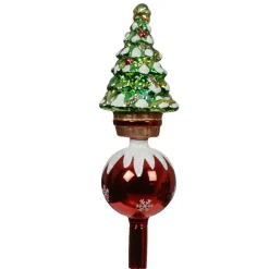 Cimier de sapin en verre Décorations de Noël Vert et rouge