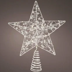 Cimier de sapin lumineux Angie Argent et blanc chaud