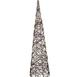 Cône lumineux 160 Micro LED (H90 cm) Résine tressée Brun/Blanc chaud