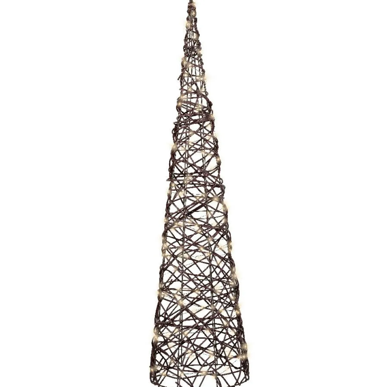 Cône lumineux 160 Micro LED (H90 cm) Résine tressée Brun/Blanc chaud