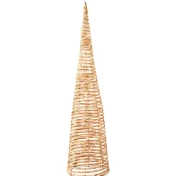 Cône lumineux 160 Micro LED (H90 cm) Résine tressée Naturel/Blanc chaud