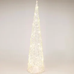 Cône lumineux sur piles 40 micro LED (H80 cm) Éclats Blanc chaud