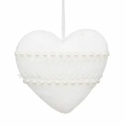 Coeur à suspendre (H9 cm) Perles Blanc