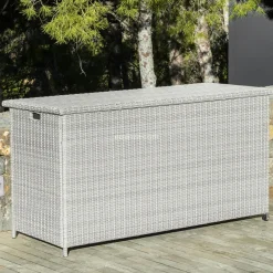 Coffre de rangement extérieur en résine tressée Calvi Gris