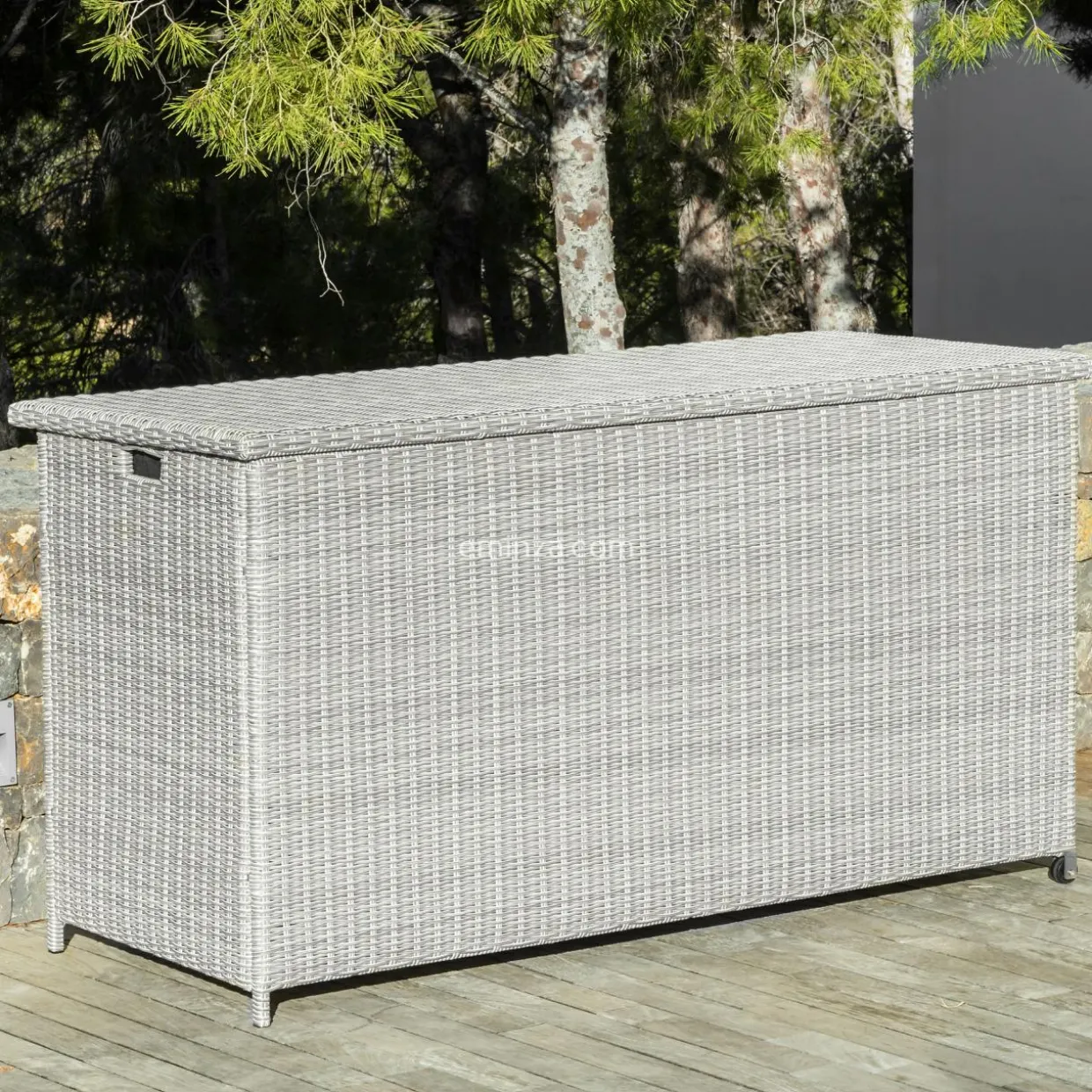 Coffre de rangement extérieur en résine tressée Calvi Gris