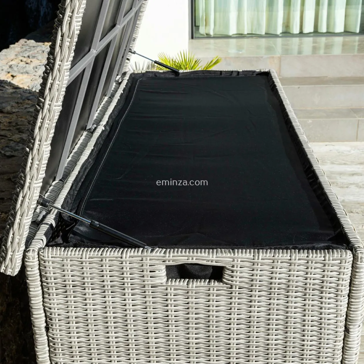 Coffre de rangement extérieur en résine tressée Calvi Gris