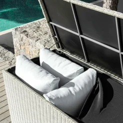 Coffre de rangement extérieur en résine tressée Calvi Gris