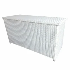 Coffre de rangement extérieur en résine tressée Calvi Blanc
