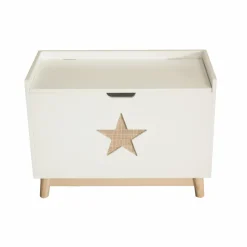 Coffre à jouet avec couvercle enfant bois (H51 cm) Stars Blanc