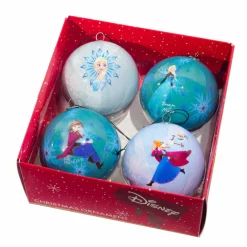 Coffret de 4 boules de Noël (D75 mm) DIsney la Reine des Neiges Bleu