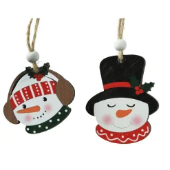 Coffret de 8 suspensions en bois (H13 cm) Les Bonhommes de neige Joyeux