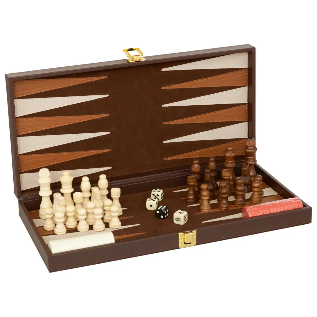 Coffret jeux Backgammon / Echec bois (40 cm) Jule Marron