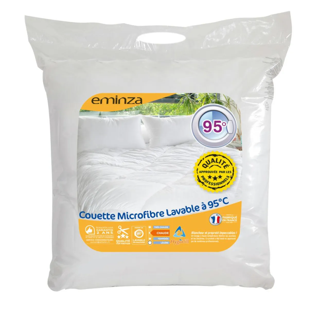 Couette Chaude (140 x 200 cm) Microfibre Lavable à 95°C Blanche