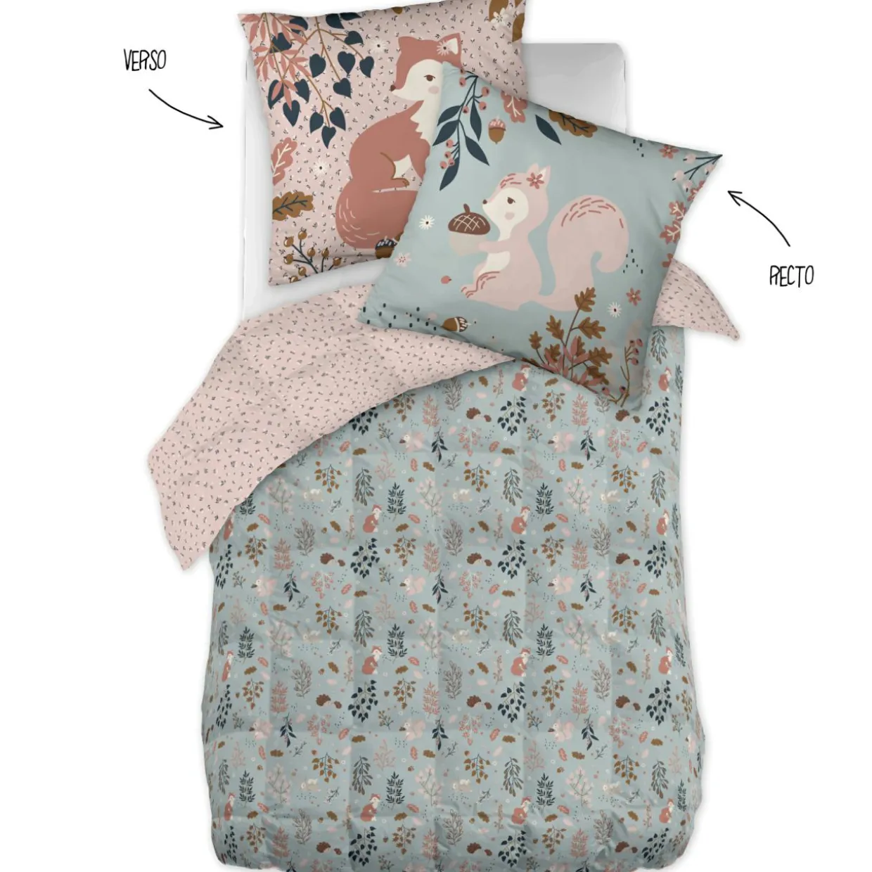 Couette imprimée enfant et sa taie d'oreiller (140 x 200 cm) Tamia Multicolore