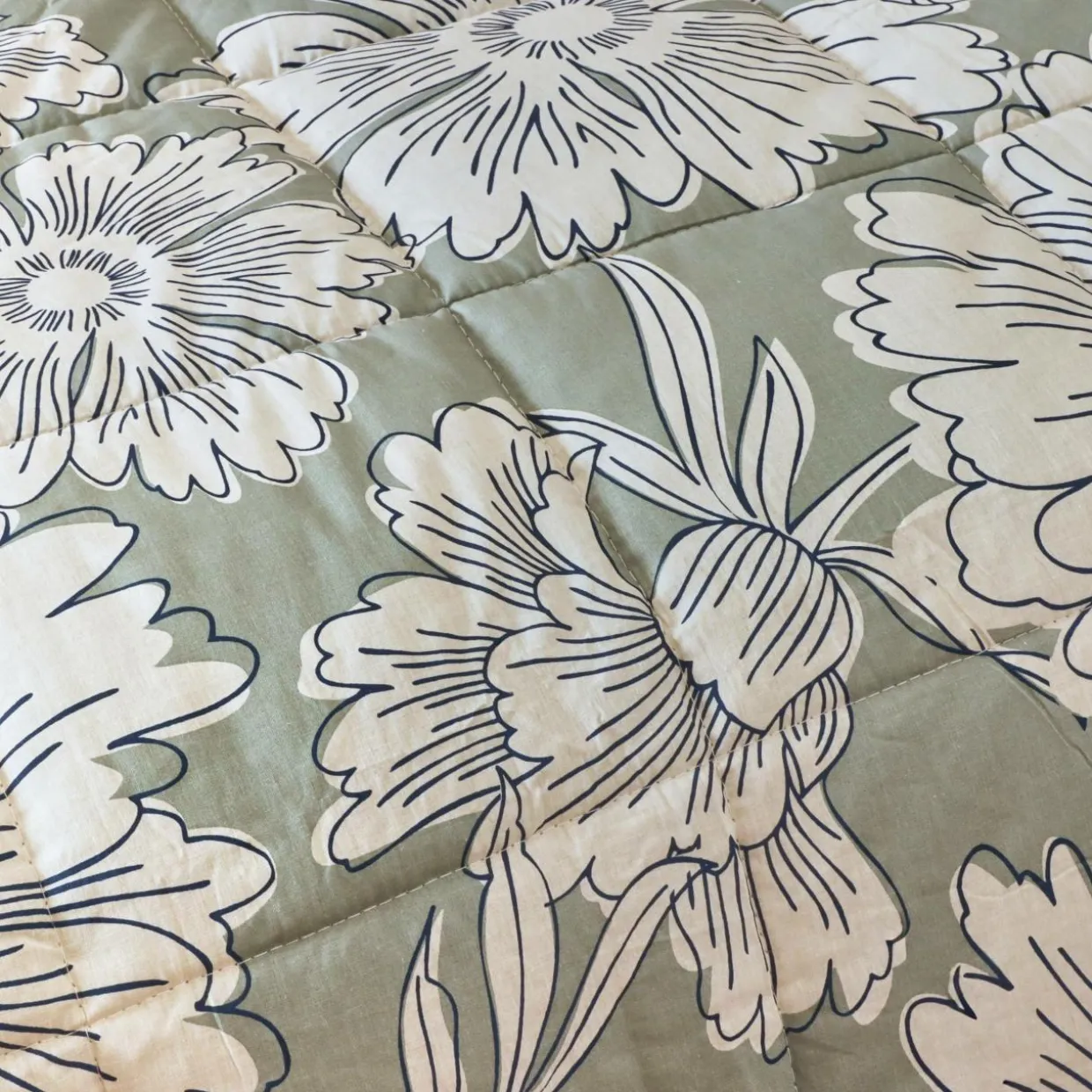 Couette imprimée et une taie d'oreiller coton (140 x 200 cm) Lara Vert