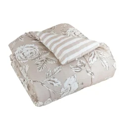 Couette imprimée et une taie d'oreiller coton (140 x 200 cm) Lara Beige