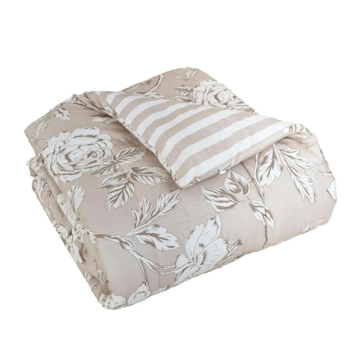 Couette imprimée et une taie d'oreiller coton (140 x 200 cm) Lara Beige