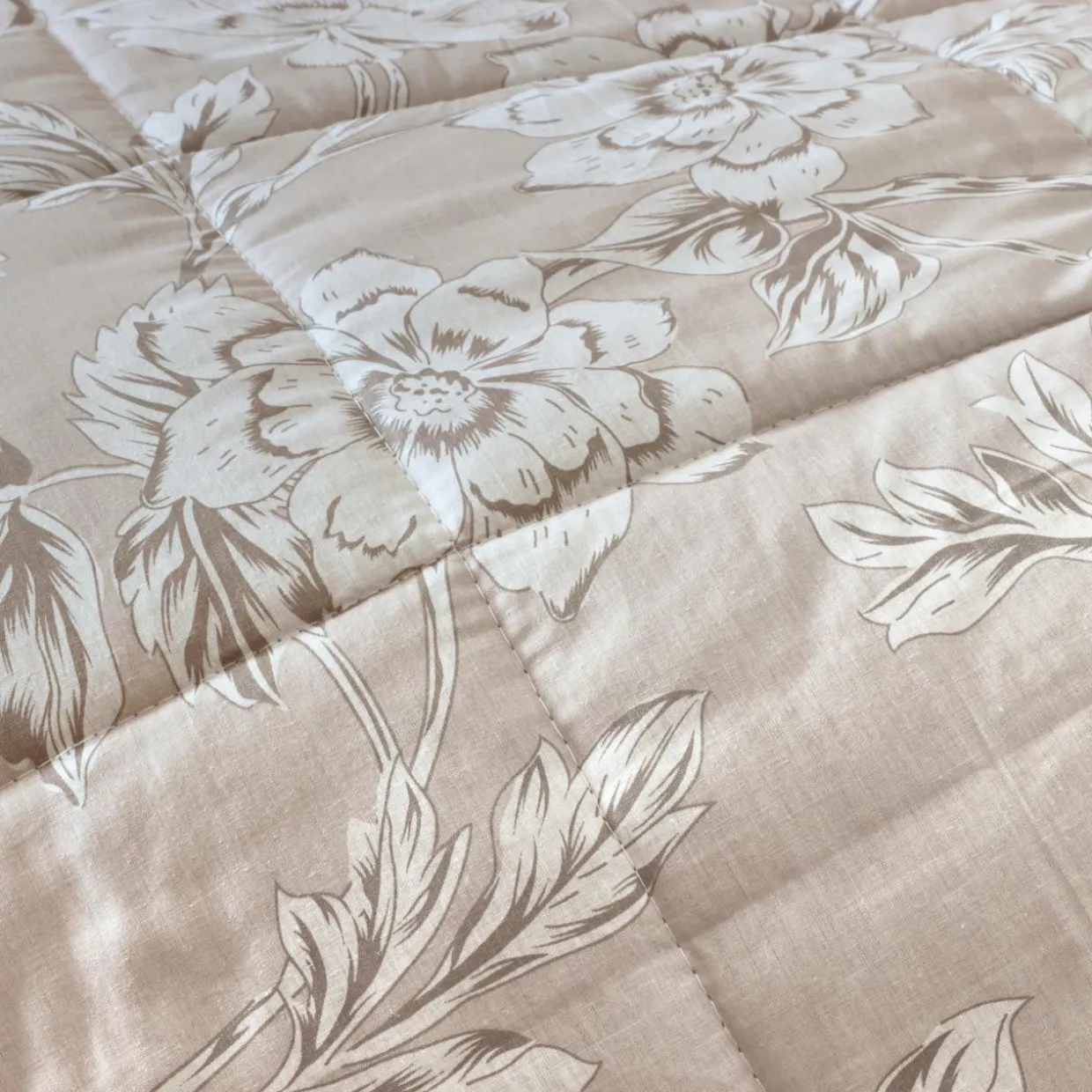 Couette imprimée et une taie d'oreiller coton (140 x 200 cm) Lara Beige