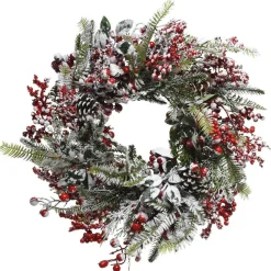 Couronne de Noël Baies (D40 cm) Rouge givrée