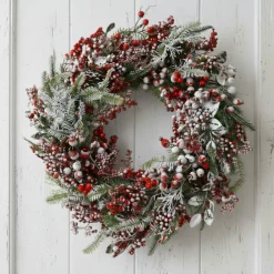 Couronne de Noël Baies (D60 cm) Rouge givrée