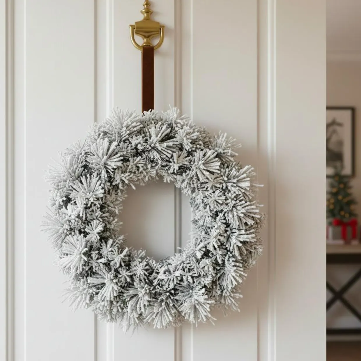 Couronne de Noël (D50 cm) Edmonton Vert enneigé
