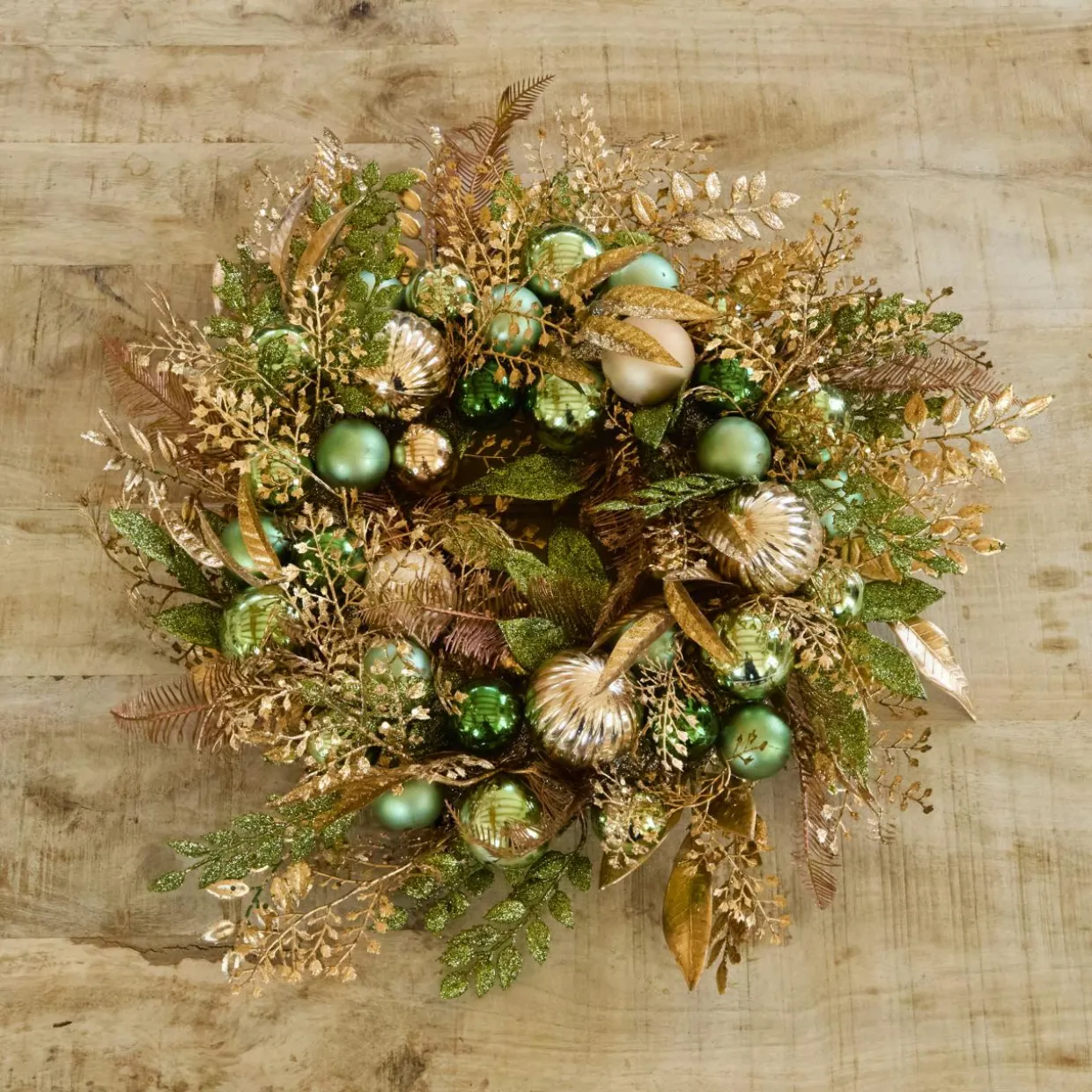 Couronne de Noël (D50 cm) Majesty Vert et doré