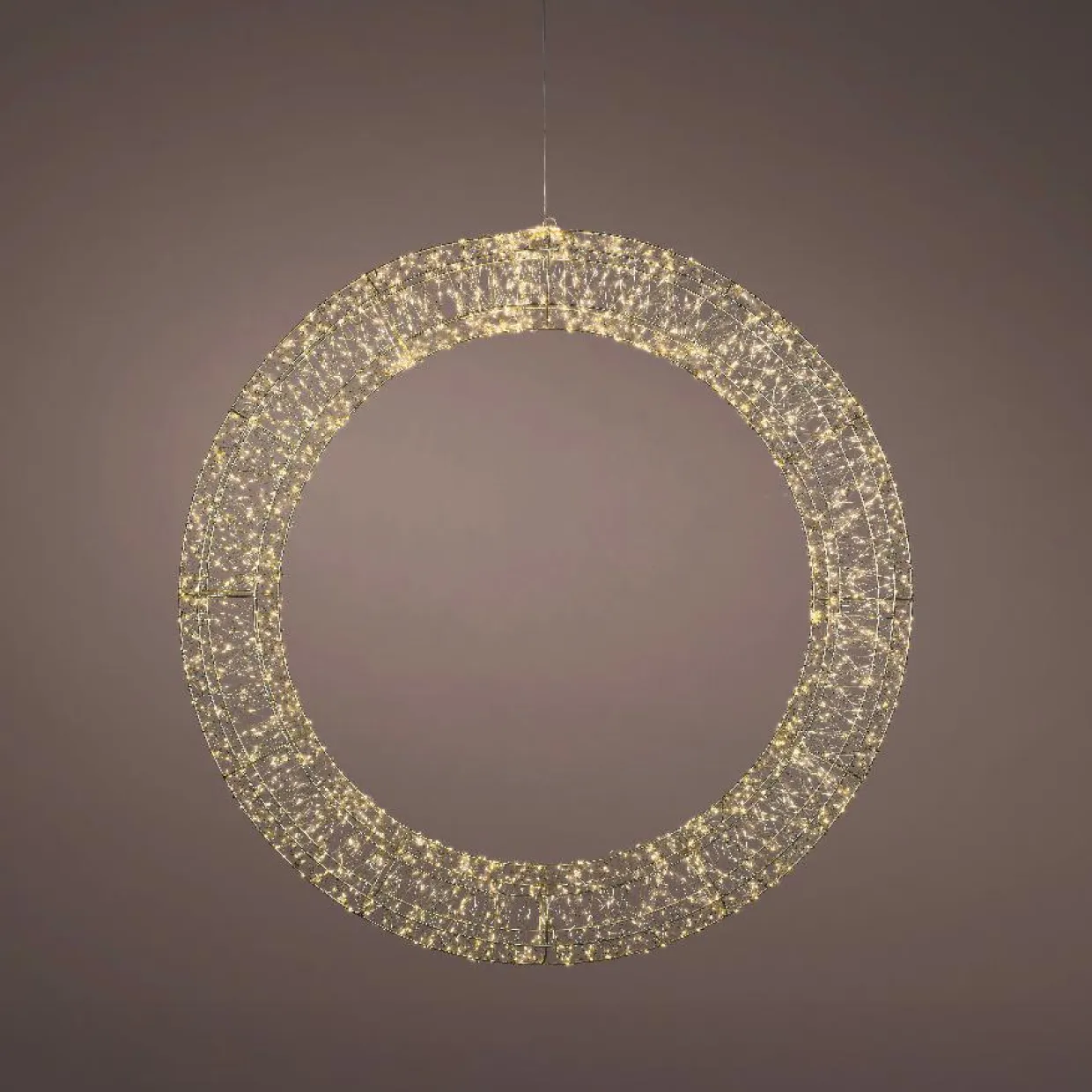 Couronne de Noël Géante lumineuse Micro 1800 LED (D116 cm) Éclats Argent et blanc chaud